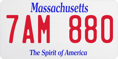 MA license plate 7AM880