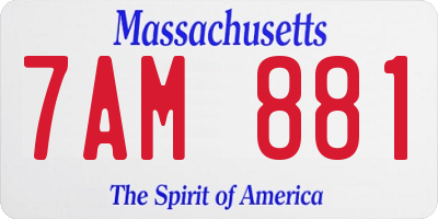 MA license plate 7AM881