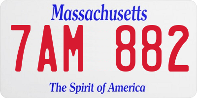 MA license plate 7AM882