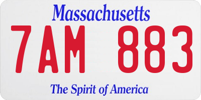 MA license plate 7AM883