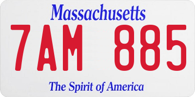MA license plate 7AM885