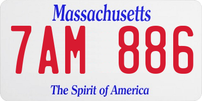 MA license plate 7AM886