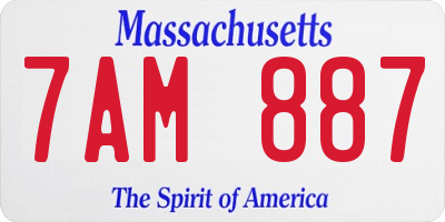 MA license plate 7AM887