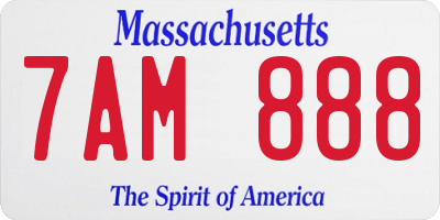MA license plate 7AM888