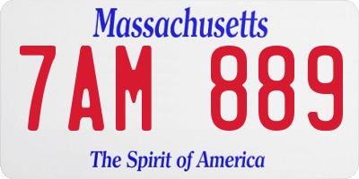 MA license plate 7AM889
