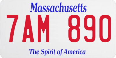 MA license plate 7AM890