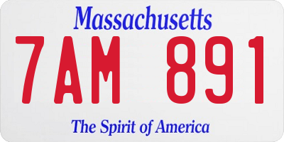 MA license plate 7AM891