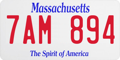 MA license plate 7AM894
