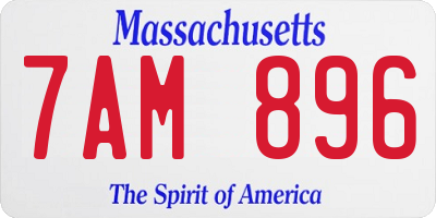 MA license plate 7AM896