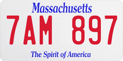 MA license plate 7AM897