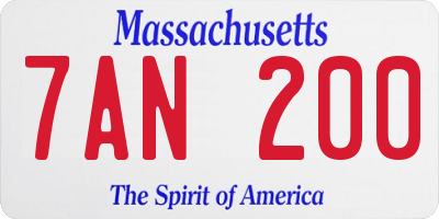 MA license plate 7AN200