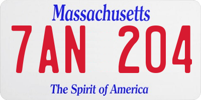 MA license plate 7AN204