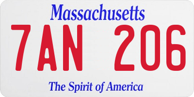 MA license plate 7AN206