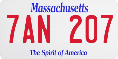 MA license plate 7AN207