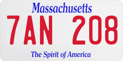 MA license plate 7AN208