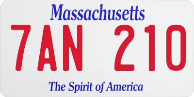 MA license plate 7AN210