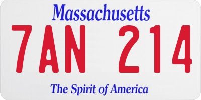 MA license plate 7AN214