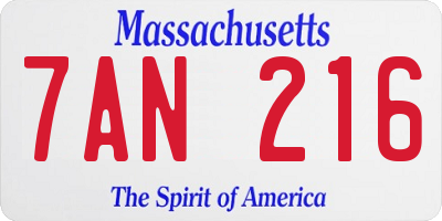 MA license plate 7AN216
