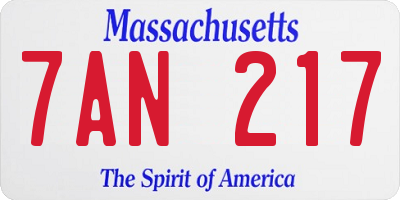 MA license plate 7AN217
