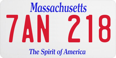 MA license plate 7AN218