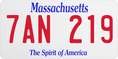 MA license plate 7AN219