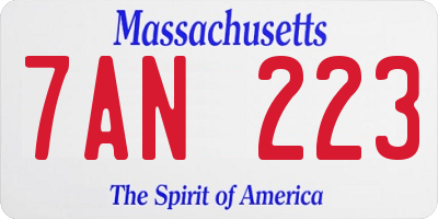 MA license plate 7AN223