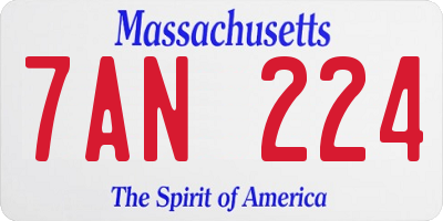 MA license plate 7AN224