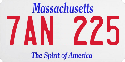 MA license plate 7AN225