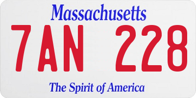 MA license plate 7AN228