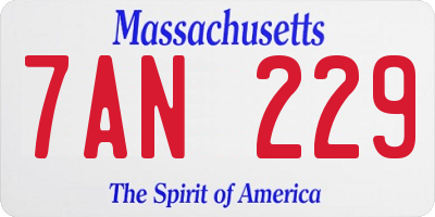 MA license plate 7AN229