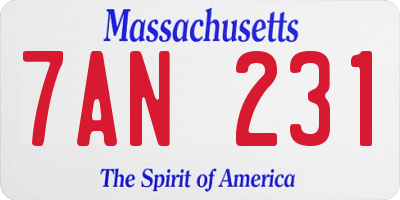 MA license plate 7AN231