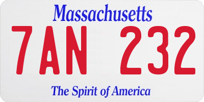 MA license plate 7AN232