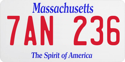 MA license plate 7AN236