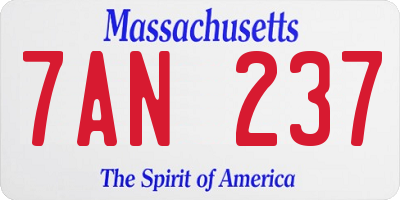 MA license plate 7AN237