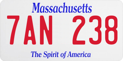 MA license plate 7AN238