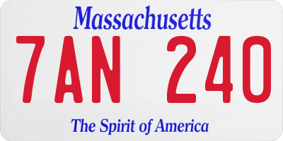 MA license plate 7AN240