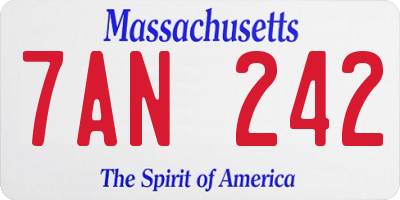 MA license plate 7AN242