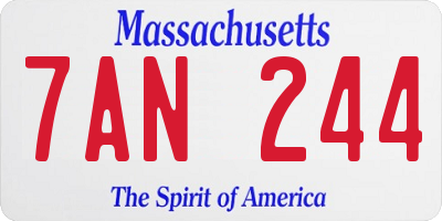 MA license plate 7AN244