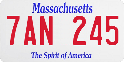MA license plate 7AN245