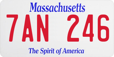 MA license plate 7AN246