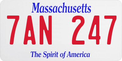 MA license plate 7AN247