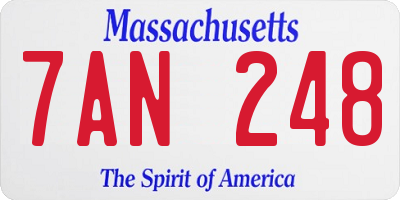 MA license plate 7AN248