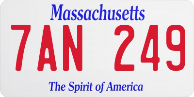 MA license plate 7AN249