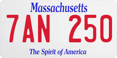 MA license plate 7AN250