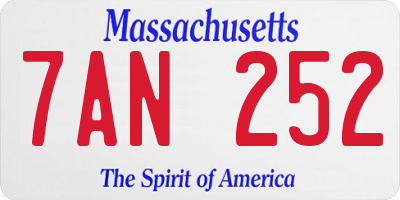 MA license plate 7AN252