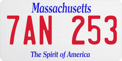 MA license plate 7AN253