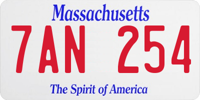 MA license plate 7AN254