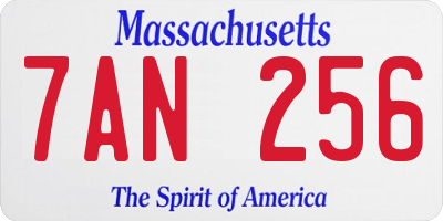 MA license plate 7AN256