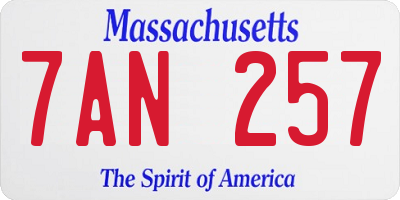 MA license plate 7AN257