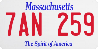 MA license plate 7AN259